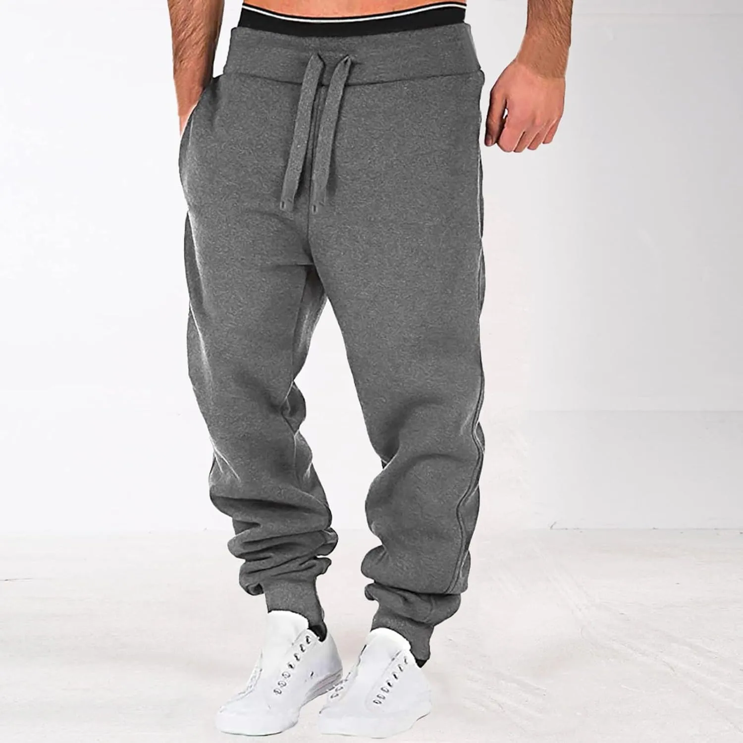 Mens Sweatpants Joggers Pants Man Sherpa Fleece Lined Sweatpants Thicken Active Jogging Workout Trousers Casual Cargo