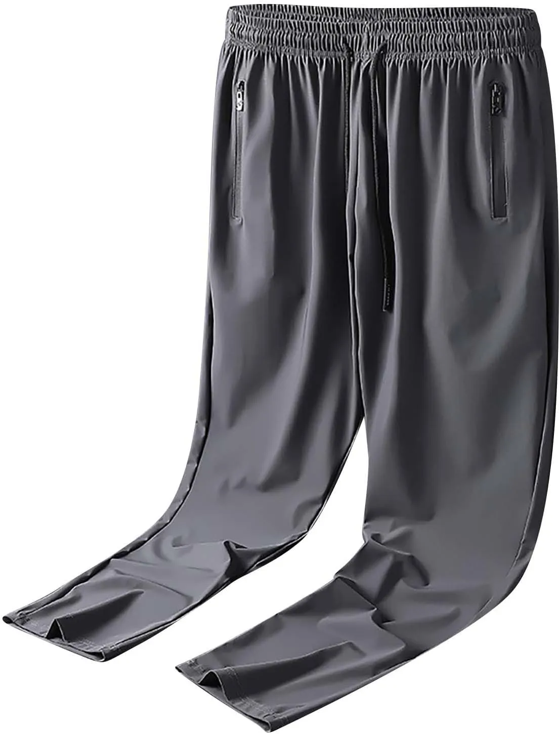 Mens Sweatpants Open Bottom Solid Plus Size Workout Pants Casual Baggy Drawstring Elastic Waist Trousers with Pockets