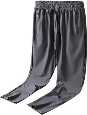 Mens Sweatpants Open Bottom Solid Plus Size Workout Pants Casual Baggy Drawstring Elastic Waist Trousers with Pockets