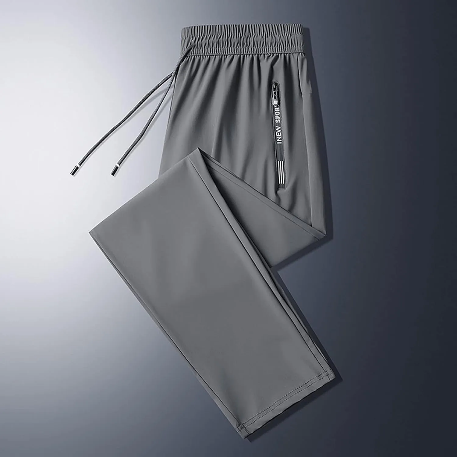 Mens Sweatpants Open Bottom Solid Plus Size Workout Pants Casual Baggy Drawstring Elastic Waist Trousers with Pockets