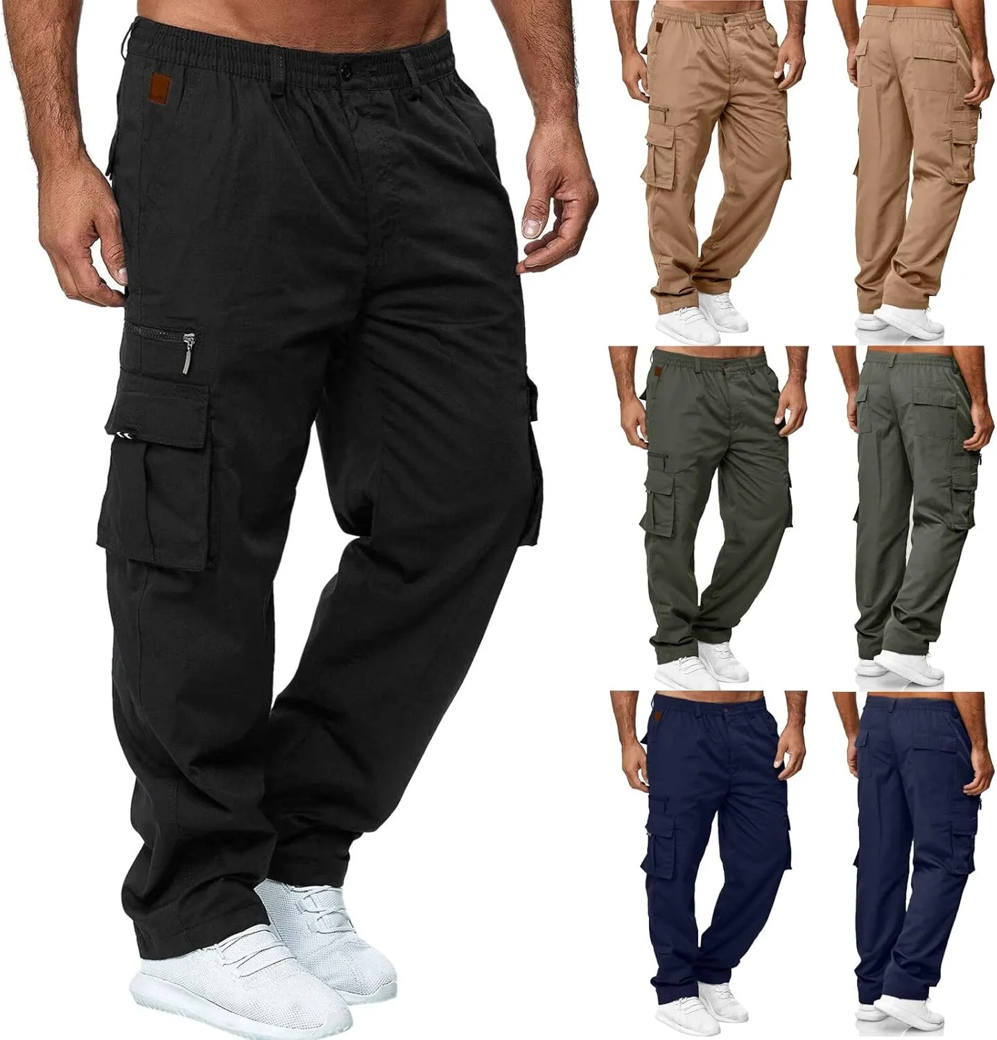 Mens Sweatpants with Pockets Big and Tall Pants Men's Tech Fleece Active Athletic Casual Open Bottom Cargo Sweatpants