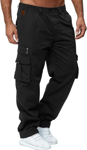 Mens Sweatpants with Pockets Big and Tall Pants Men's Tech Fleece Active Athletic Casual Open Bottom Cargo Sweatpants