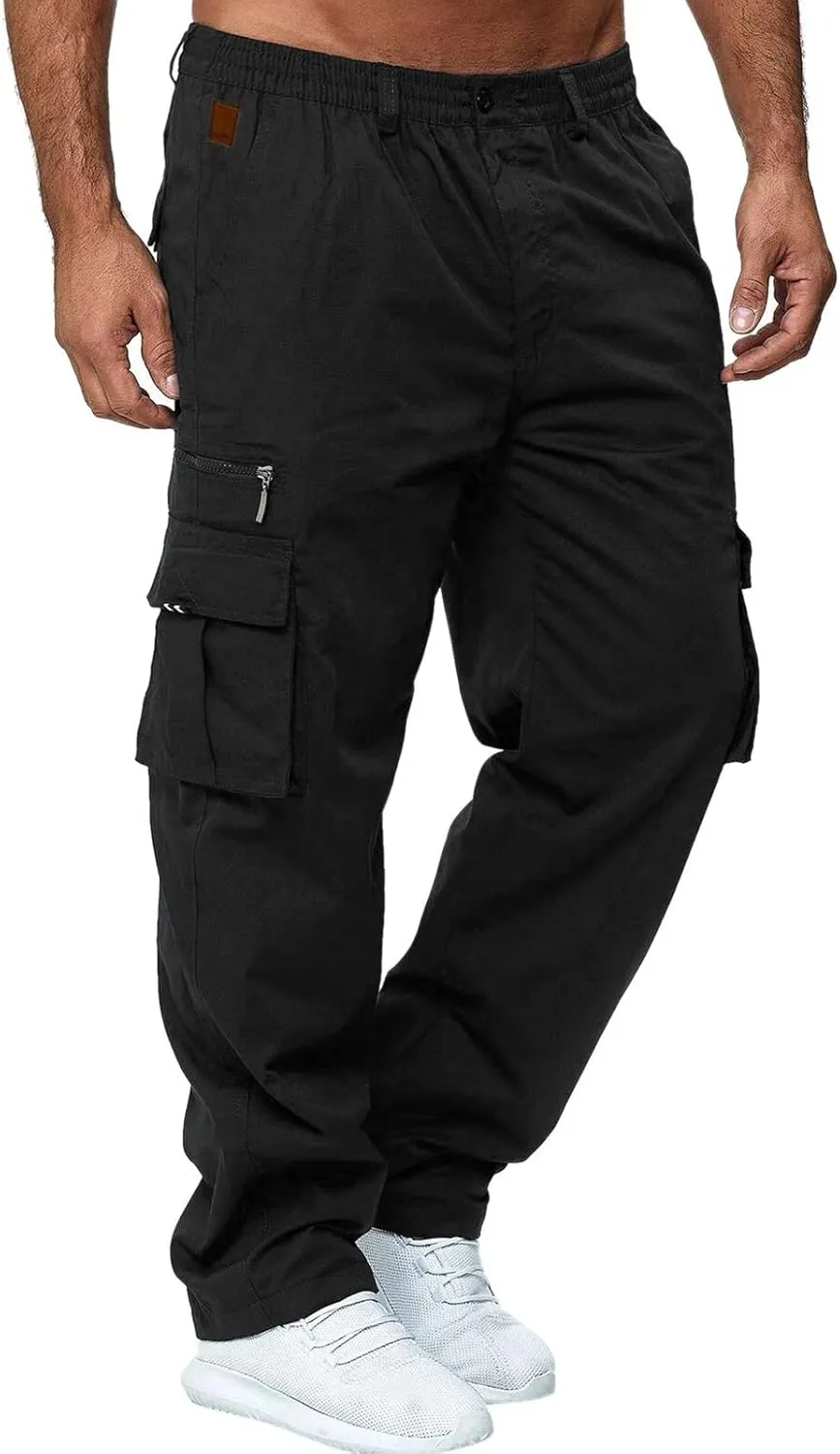 Mens Sweatpants with Pockets Big and Tall Pants Men's Tech Fleece Active Athletic Casual Open Bottom Cargo Sweatpants