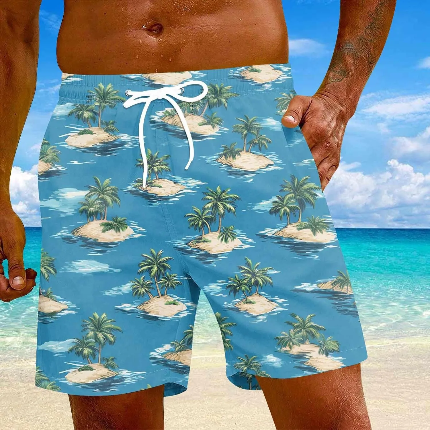 Men's Swim Trunks Quick Dry Beach Swim Shorts Stretch Board Shorts Swimsuit with Pockets