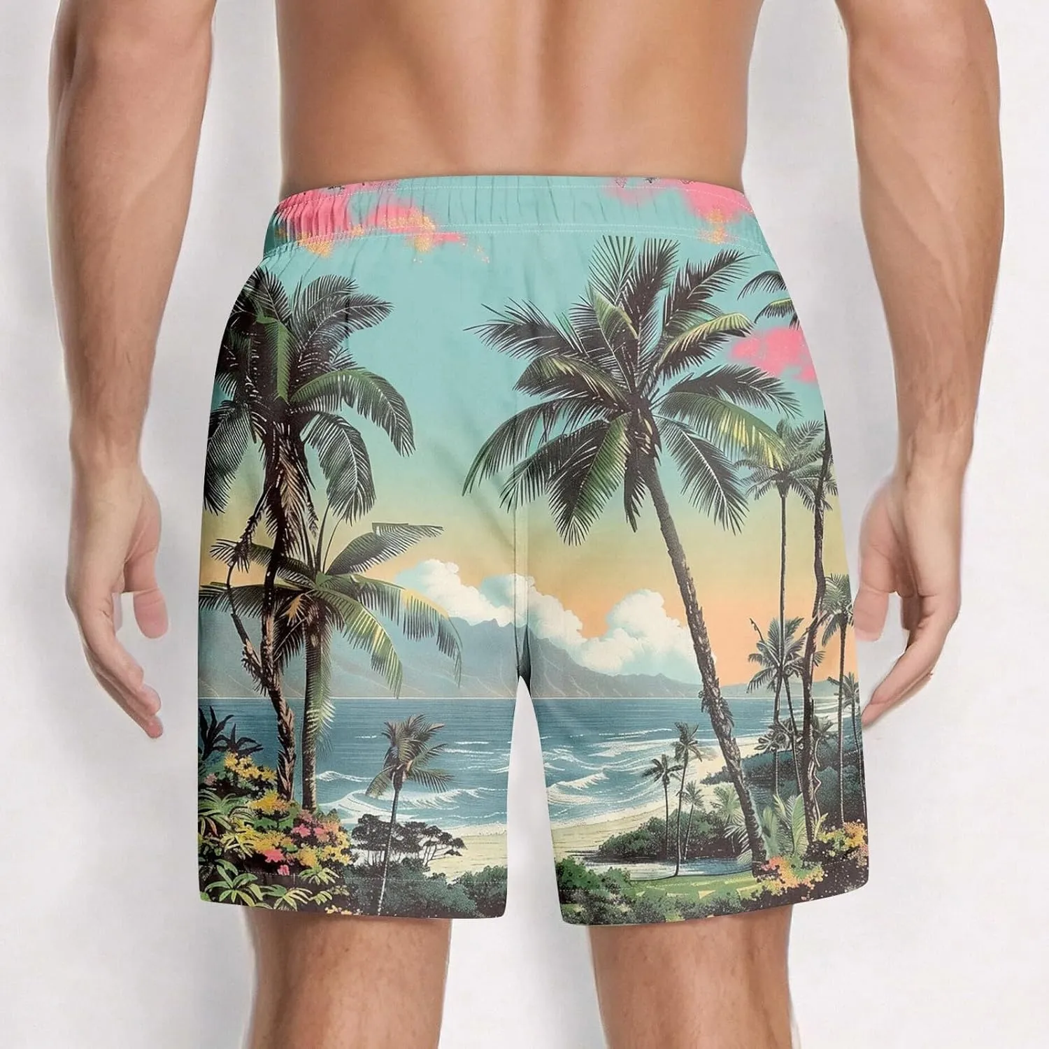 Men's Swim Trunks Quick Dry Beach Swim Shorts Stretch Board Shorts Swimwear with Pockets