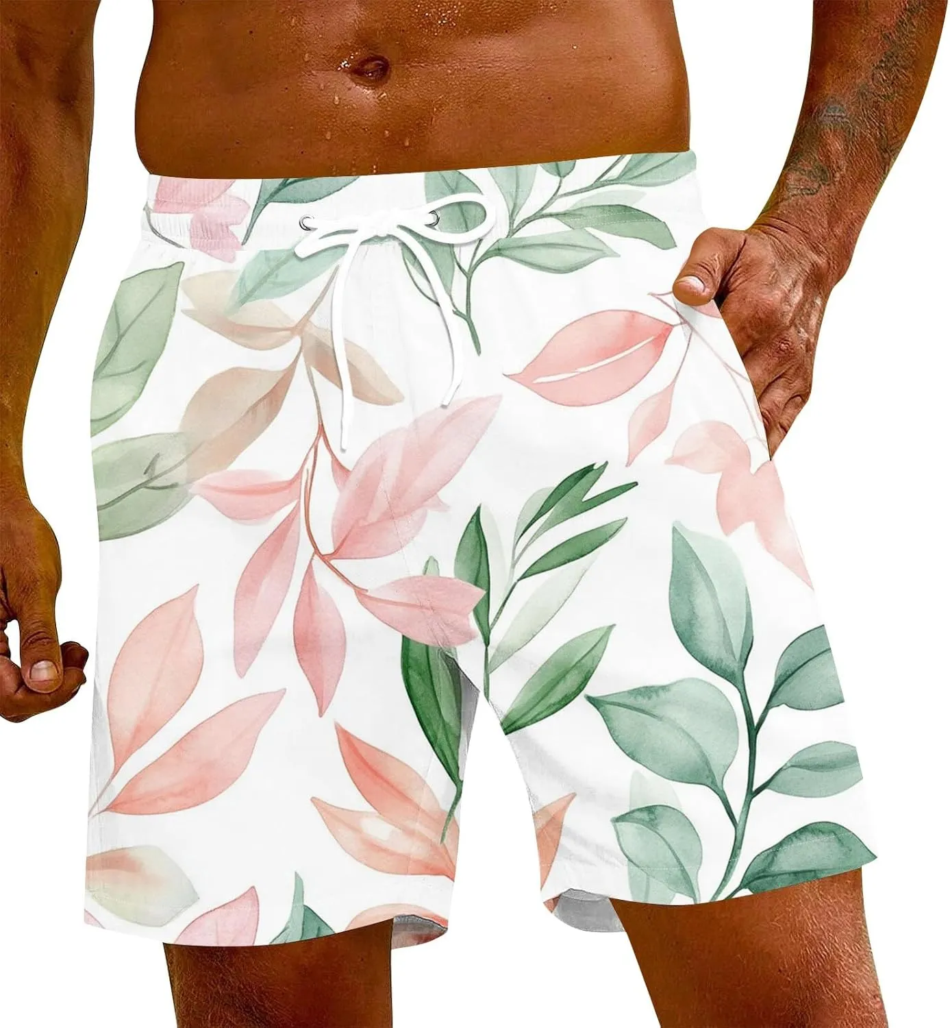 Men's Swim Trunks Quick Dry Beach Swim Shorts Stretch Board Shorts Swimwear with Pockets