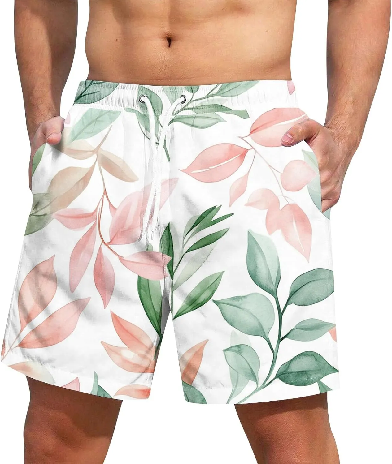 Men's Swim Trunks Quick Dry Beach Swim Shorts Stretch Board Shorts Swimwear with Pockets