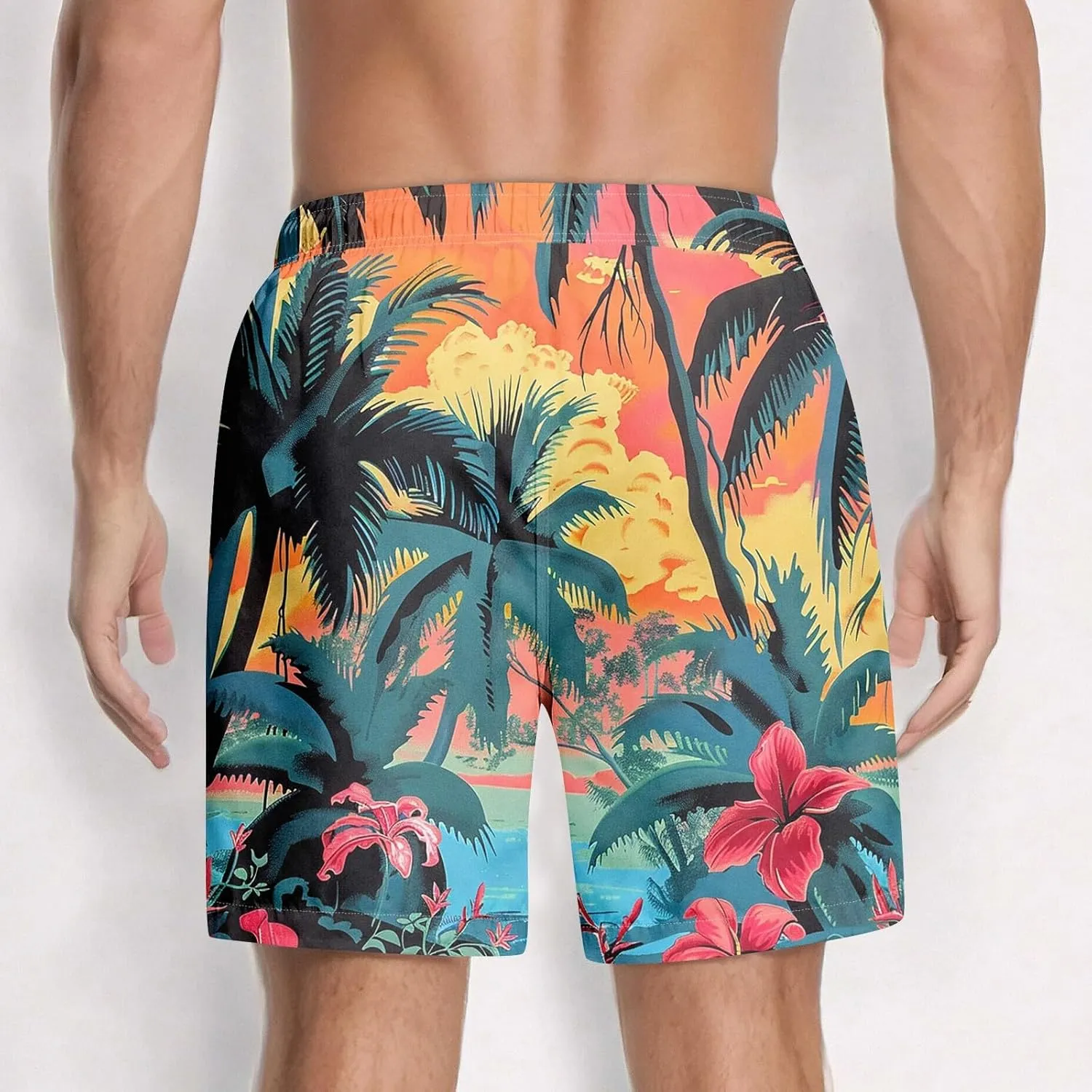 Men's Swim Trunks Quick Dry Beach Swim Shorts Stretch Board Shorts Swimwear with Pockets
