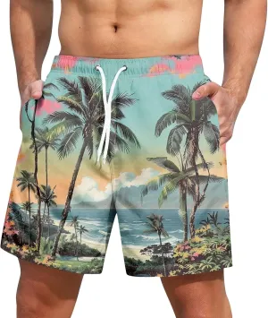 Men's Swim Trunks Quick Dry Beach Swim Shorts Stretch Board Shorts Swimwear with Pockets