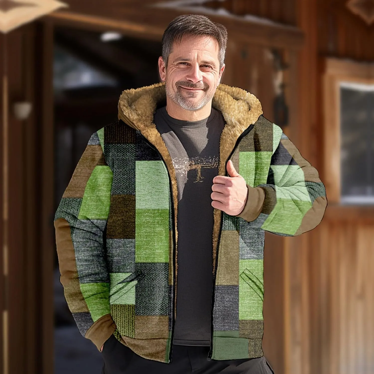 Men's Thick Sherpa Lined Jackets Full Zip Up Hoodies Winter Casual Trendy Warm Sweatshirts Coat with Pocket