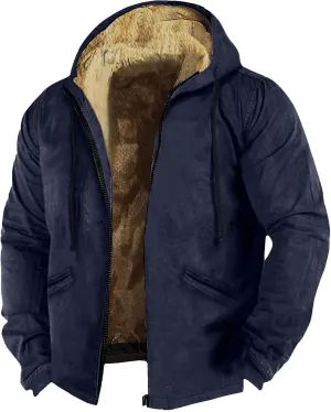Men's Thick Sherpa Lined Jackets Full Zip Up Hoodies Winter Casual Trendy Warm Sweatshirts Coat with Pocket
