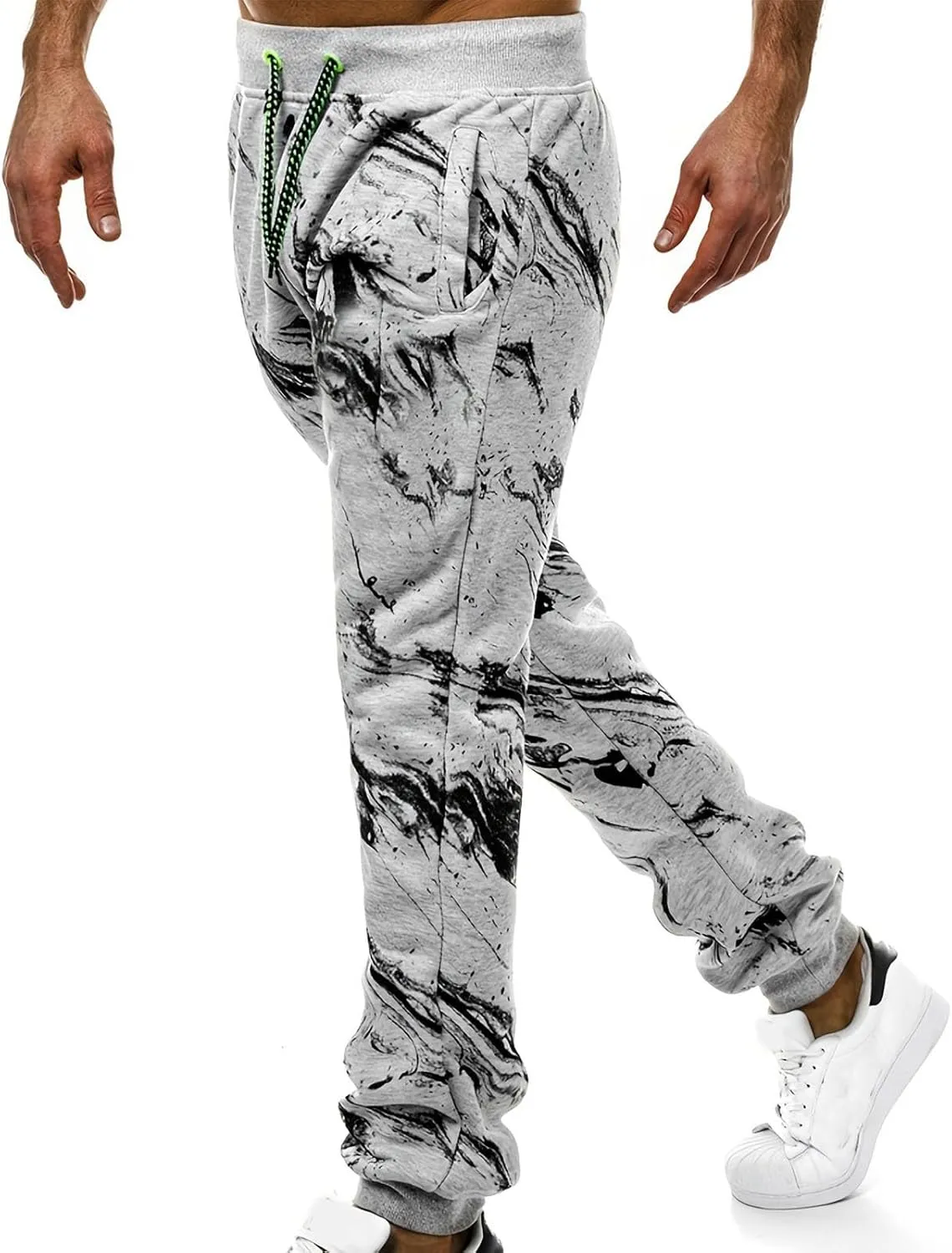 Men's Tie-Dye Sweatpants Drawstring Elastic Waist Casual Tapered Trousers Fashion Streetwear Joggers with Pockets