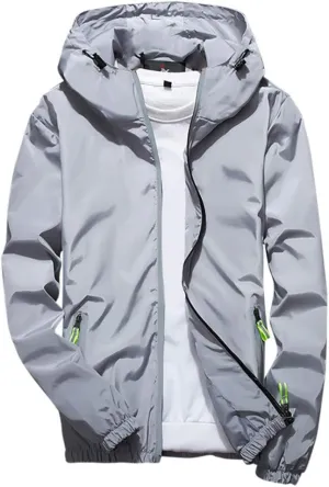 Men's Trucker Jacket Rain Jacket Windbreaker Lightweight Shell Raincoat With Hood For Golf Hiking Travel, M-7XL