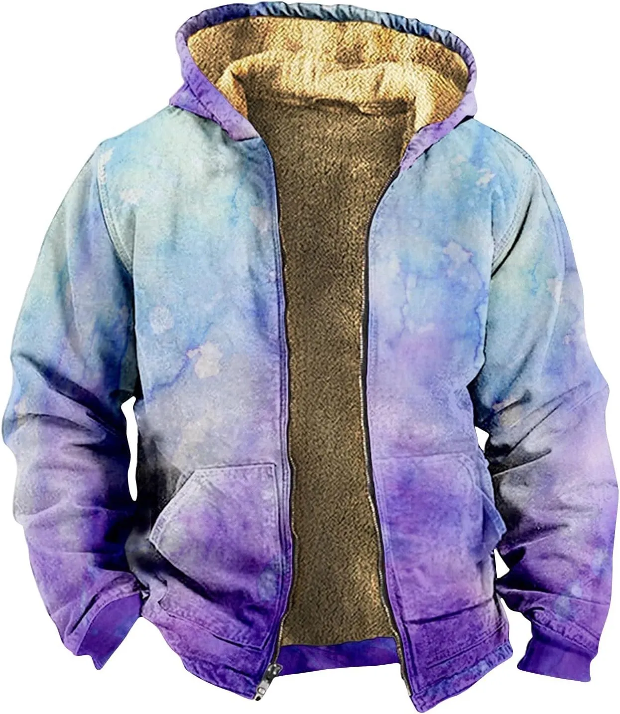 Men's Vintage Heavyweight Sherpa Fleece Lined Jackets Winter Warm Sweatshirt Coats Big And Tall Zip Up Hoodie Men