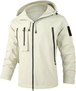 Men's Waterproof Rain Jacket Lightweight Hooded Raincoat Outdoor Hiking Windbreaker 2024 Spring & Fall Rain Coats