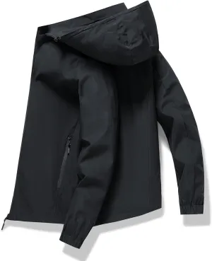 Mens Waterproof Rain Jacket Outdoor Lightweight Hooded Raincoat for Hiking Travel Mens Winter Jacket