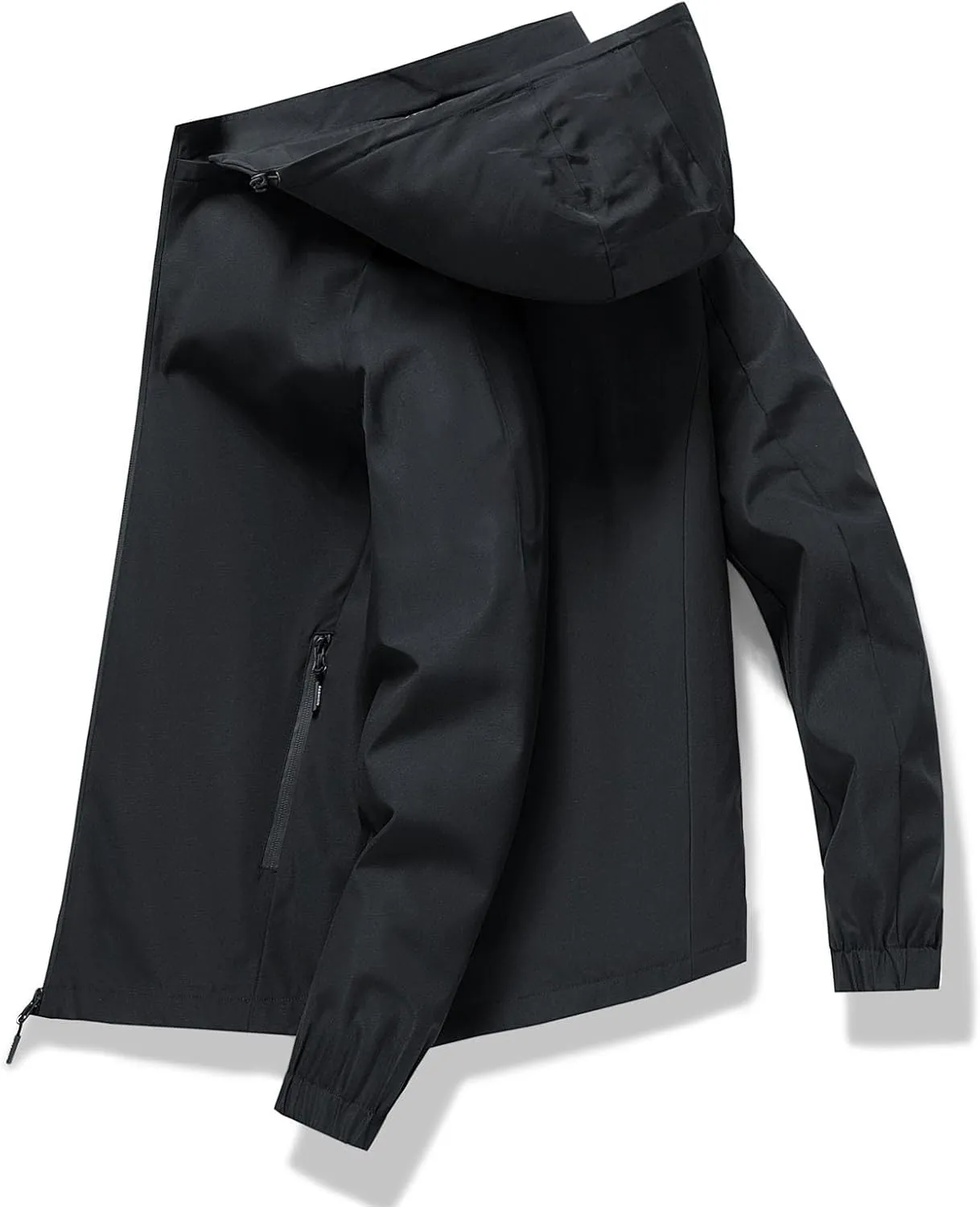 Mens Waterproof Rain Jacket Outdoor Lightweight Hooded Raincoat for Hiking Travel Mens Winter Jacket