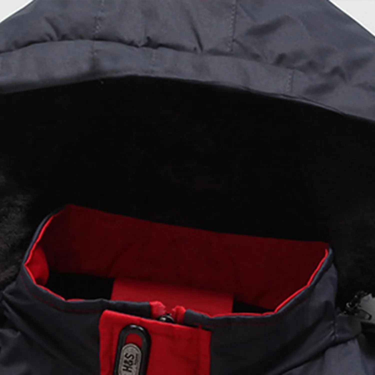 Mens Waterproof Rain Jacket Outdoor Warm Fleece Detachable Hood Windbreaker Plus Size Color Block Coats with Pockets