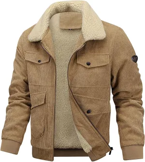 Men's Winter Coat Solid Color Casual Cardigan Jacket Padded Thickened Hoodless Top Long Sleeve Warm Zipper Jacket