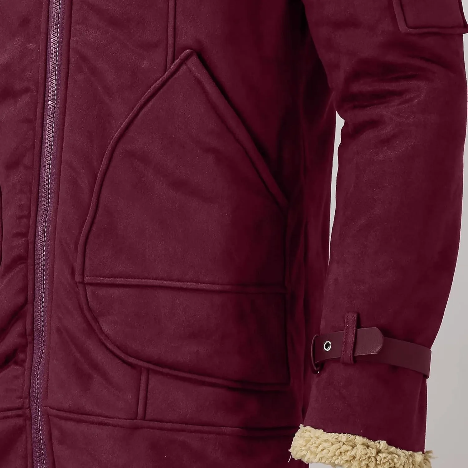 Mens Winter Coats, Men's Lamb Wool Bomber Coat Faux Leather Sherpa Fleece Lined Jacket Heavyweight Sheepskin Jackets