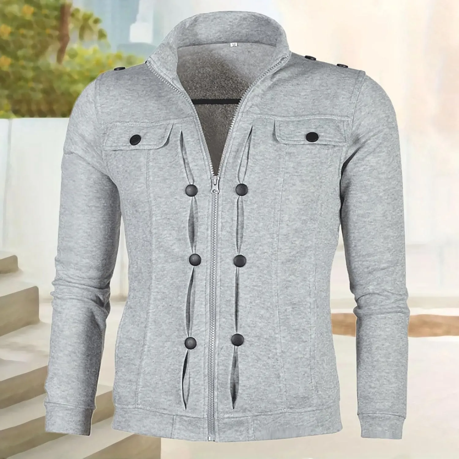 Men's Winter Jacket Thick Light Lightweight Comfortable Leisure Jacket Fleece Slim Fit Solid Color Coats Stylish Jackets