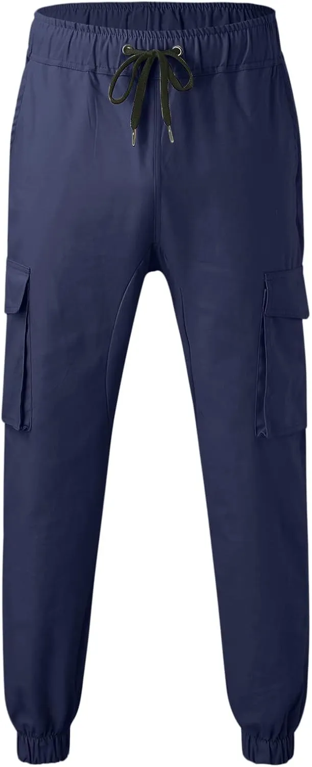 Mens Workout Cargo Sweatpants Drawstring Sports Jogger for Men Workout Sport Work Hiking Pants Men's Athletic Trouser