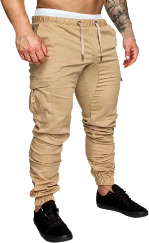 Mens Workout Cargo Sweatpants Mens Cargo Pants Casual Drawstring Athletic Jogger Sports Outdoor Trousers Mens Active