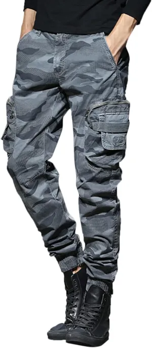 Mens Workout Cargo Sweatpants Sweatpants Zip Pocket Men's Sweatpants with Zipper Pockets Open Bottom Workout Joggers