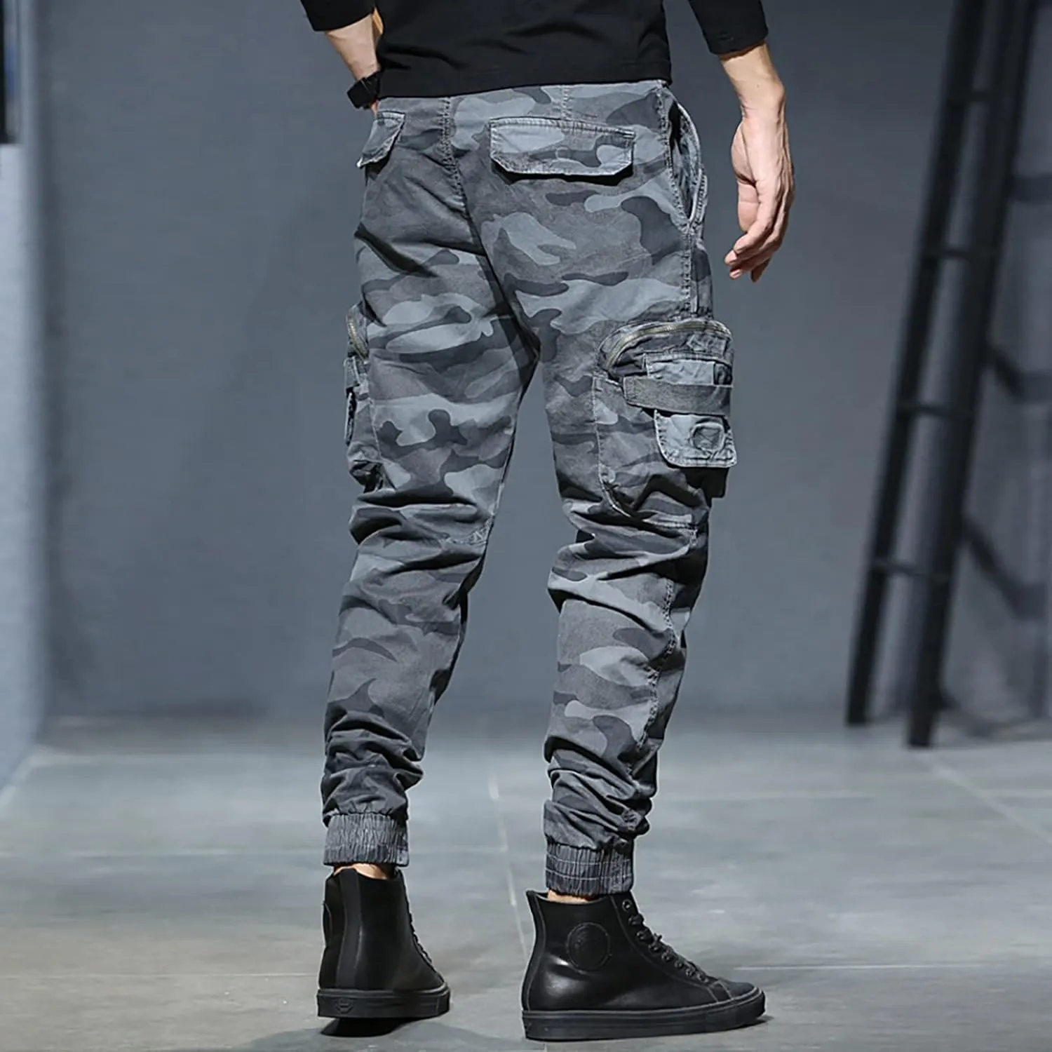 Mens Workout Cargo Sweatpants Sweatpants Zip Pocket Men's Sweatpants with Zipper Pockets Open Bottom Workout Joggers