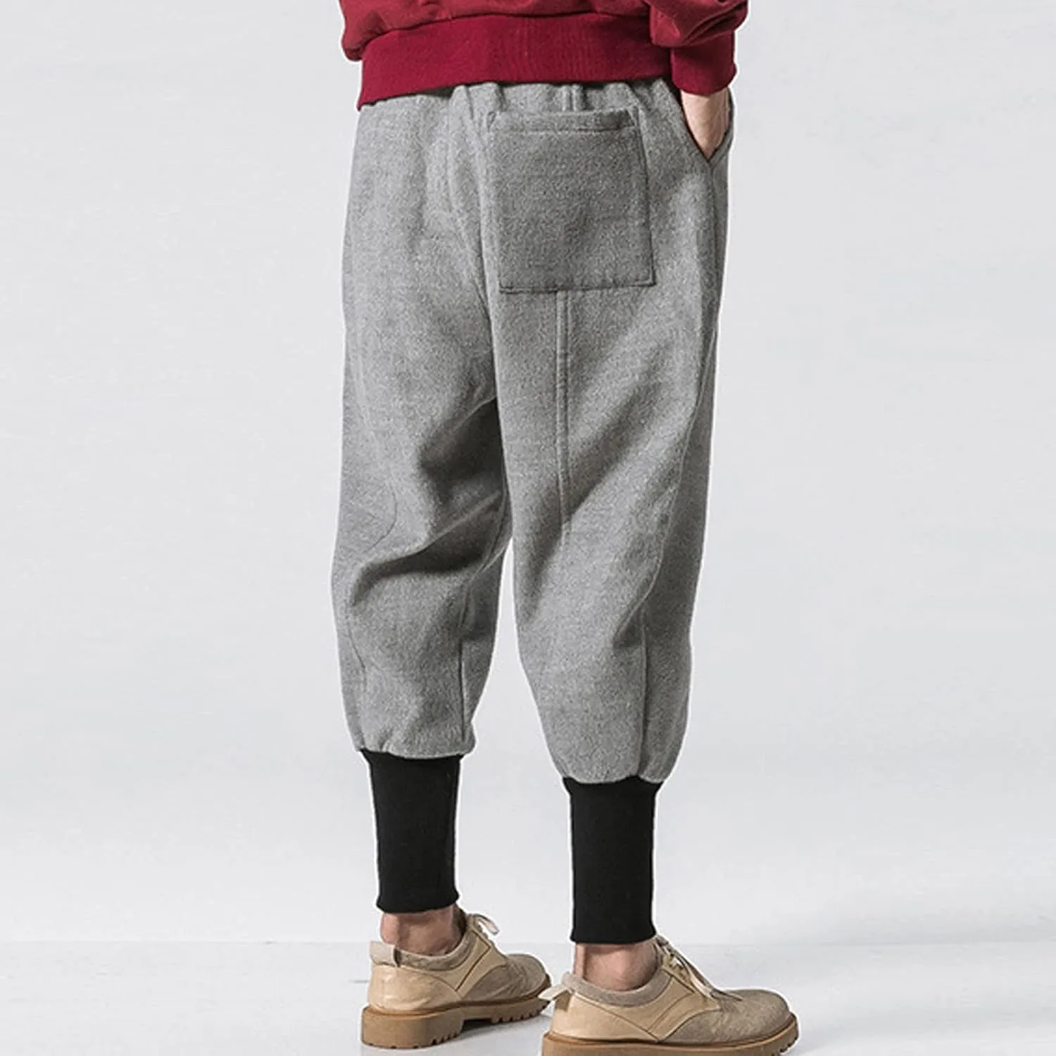 Mens Workout Cargo Sweatpants Wearing Pants with Pockets Sweatpants for Men Pants Casual Rope Loosening Heavyweight