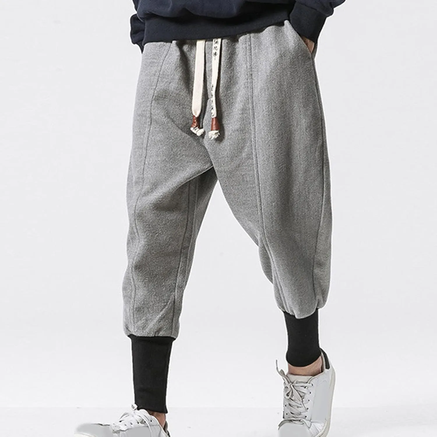 Mens Workout Cargo Sweatpants Wearing Pants with Pockets Sweatpants for Men Pants Casual Rope Loosening Heavyweight