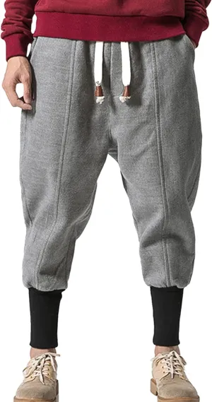 Mens Workout Cargo Sweatpants Wearing Pants with Pockets Sweatpants for Men Pants Casual Rope Loosening Heavyweight