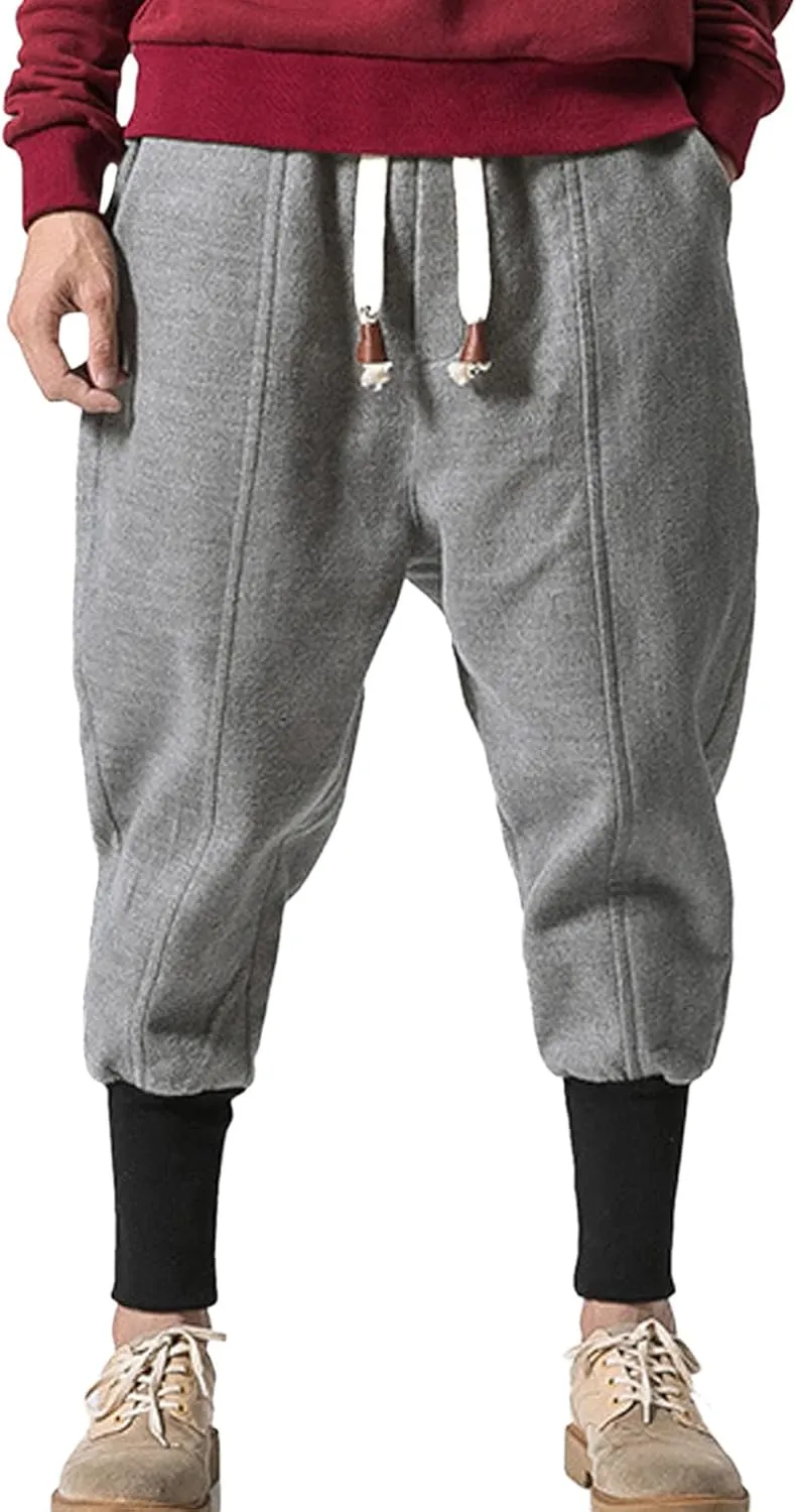 Mens Workout Cargo Sweatpants Wearing Pants with Pockets Sweatpants for Men Pants Casual Rope Loosening Heavyweight