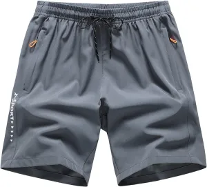Mens Workout Shorts 5" Short Shorts Soft Stretch Running Gym Athletic Shorts with Zip Pockets Mens Athletic Gym Shorts