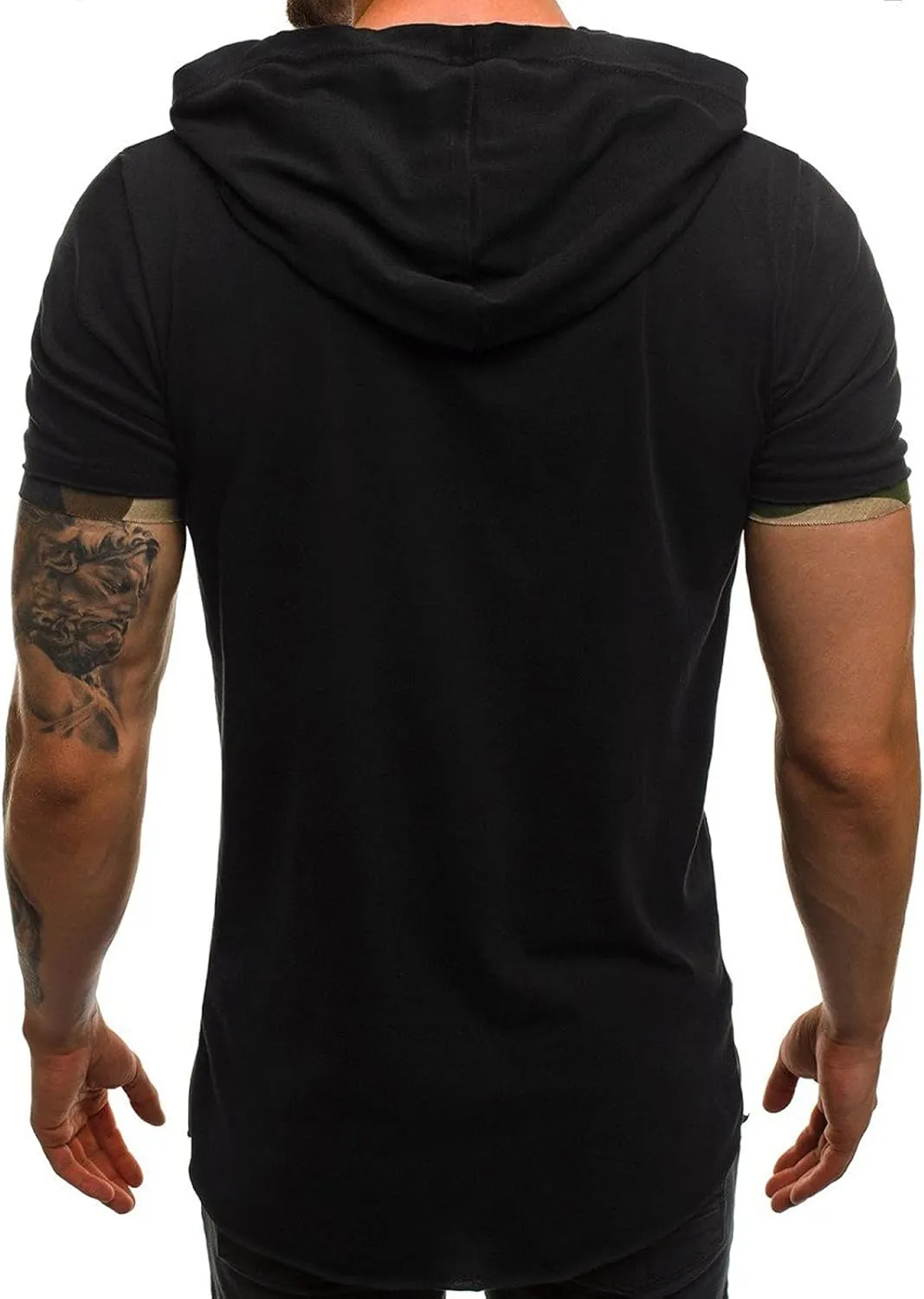 Mens Zip Up Hoodies Men's Pure Color Hoodie Sport Short Sleeve Shirt Top Blouse Zipper Hoodies XL