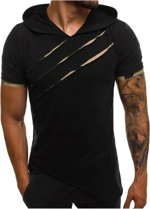 Mens Zip Up Hoodies Men's Pure Color Hoodie Sport Short Sleeve Shirt Top Blouse Zipper Hoodies XL