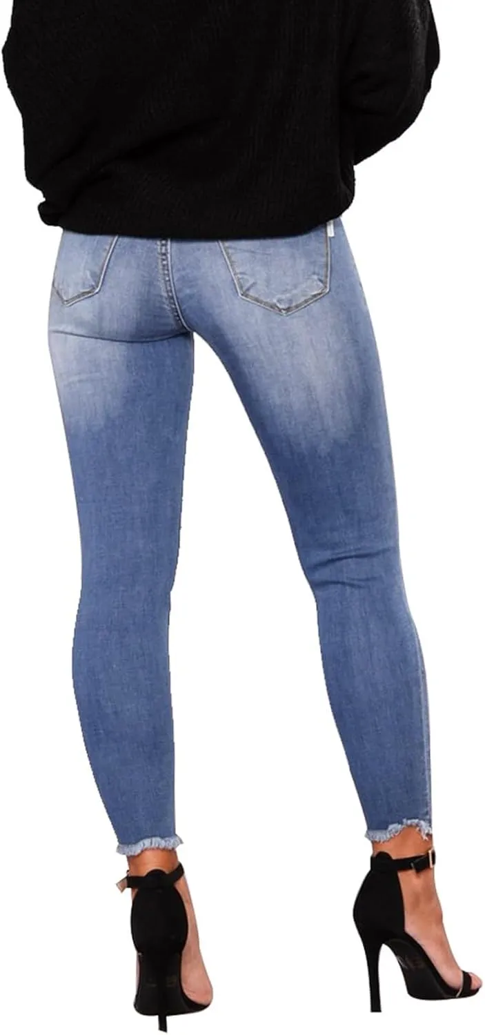 midelxp Ripped Jeans Womens Stretchy Skinny Low Rise Jeans Distressed Boyfriend Denim Pants Ripped Leggings with Pockets