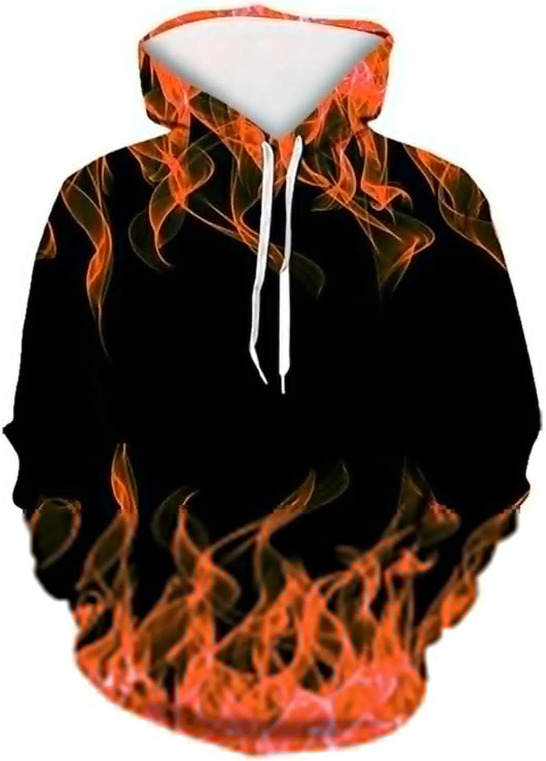 Muscularfit 5xl Mens Hoodies Big and Tall Drawstring Causal Long Sleeve 3D Flame Print Graphic Pullover Crewneck Sweatshirts