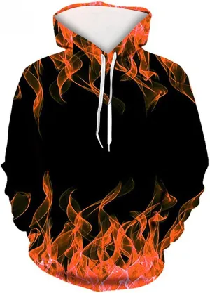 Muscularfit 5xl Mens Hoodies Big and Tall Drawstring Causal Long Sleeve 3D Flame Print Graphic Pullover Crewneck Sweatshirts