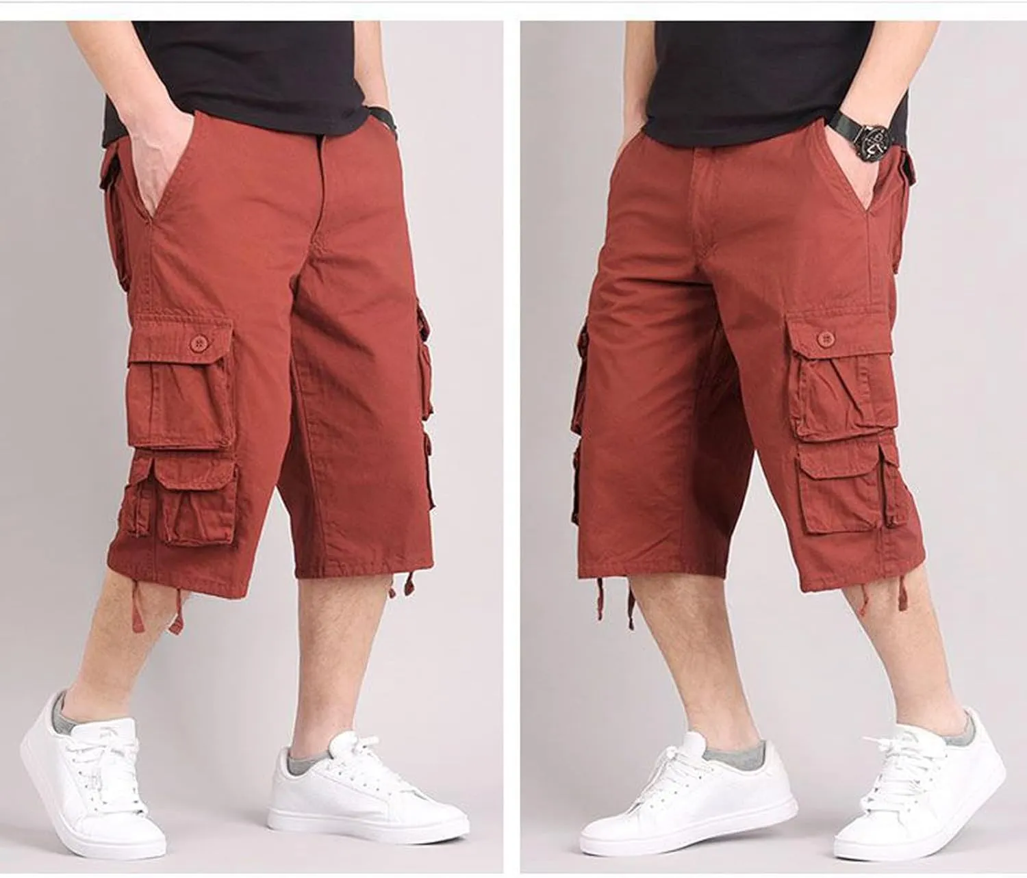 Muscularfit Cargo Pants Men 2023 Outdoor Fashion Casual Multi Pockets Solid Tooling Shorts Big and Tall Utility Work Pants