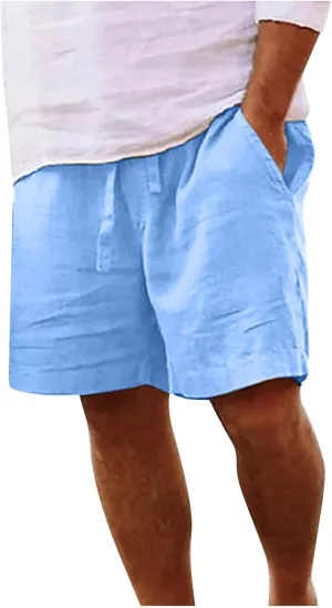 Muscularfit Mens Shorts Casual Stretch Big and Tall Cotton Linen Shorts Summer Drawstring Beach Shorts Trendy Clothes 2024