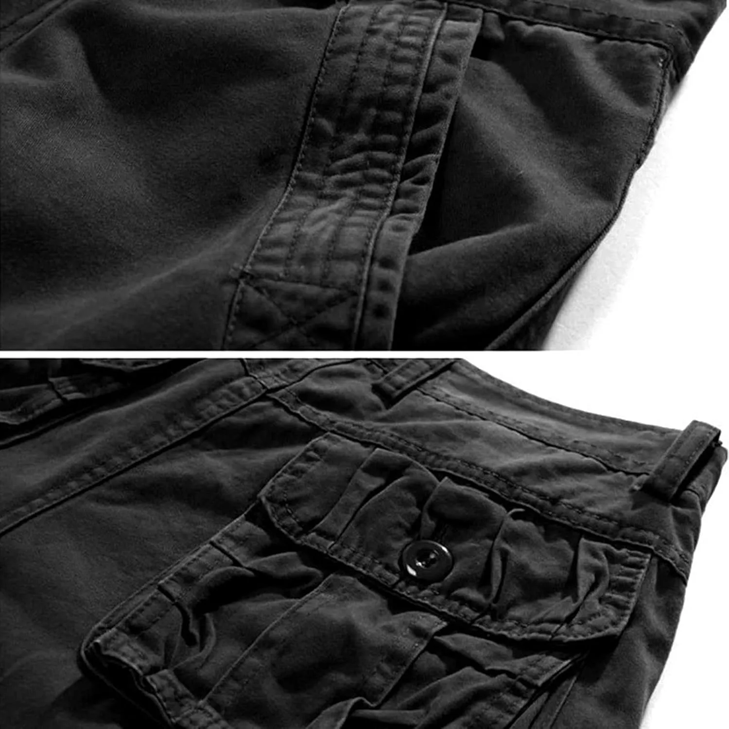 Muscularfit Mens Shorts Regular Fit Buckle Zipper Multi Pockets Cargo Shorts Summer Tooling Shorts Solid Work Utility Shorts