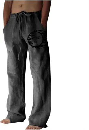 Muscularfit White Linen Pants for Men 2023 Fashion Drawstring Elastic Waist Straight Legs Casual Loose Solid Beach Trousers