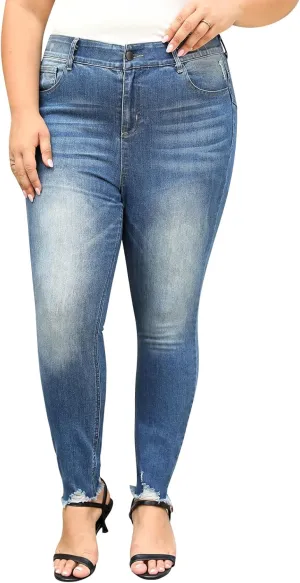 Nemidor Womens Plus Size Skinny Jeans High-Rise Premium Stretchy Denim Jeans NEM540(22,Light Blue)