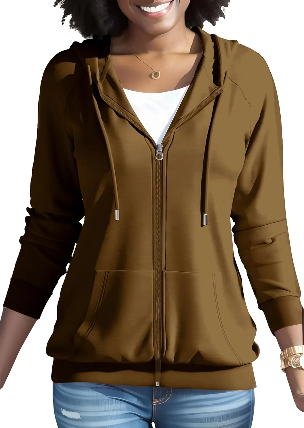 Nimsruc Zip Up Hoodies For Women Long Sleeve Casual
