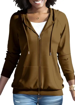 Nimsruc Zip Up Hoodies For Women Long Sleeve Casual