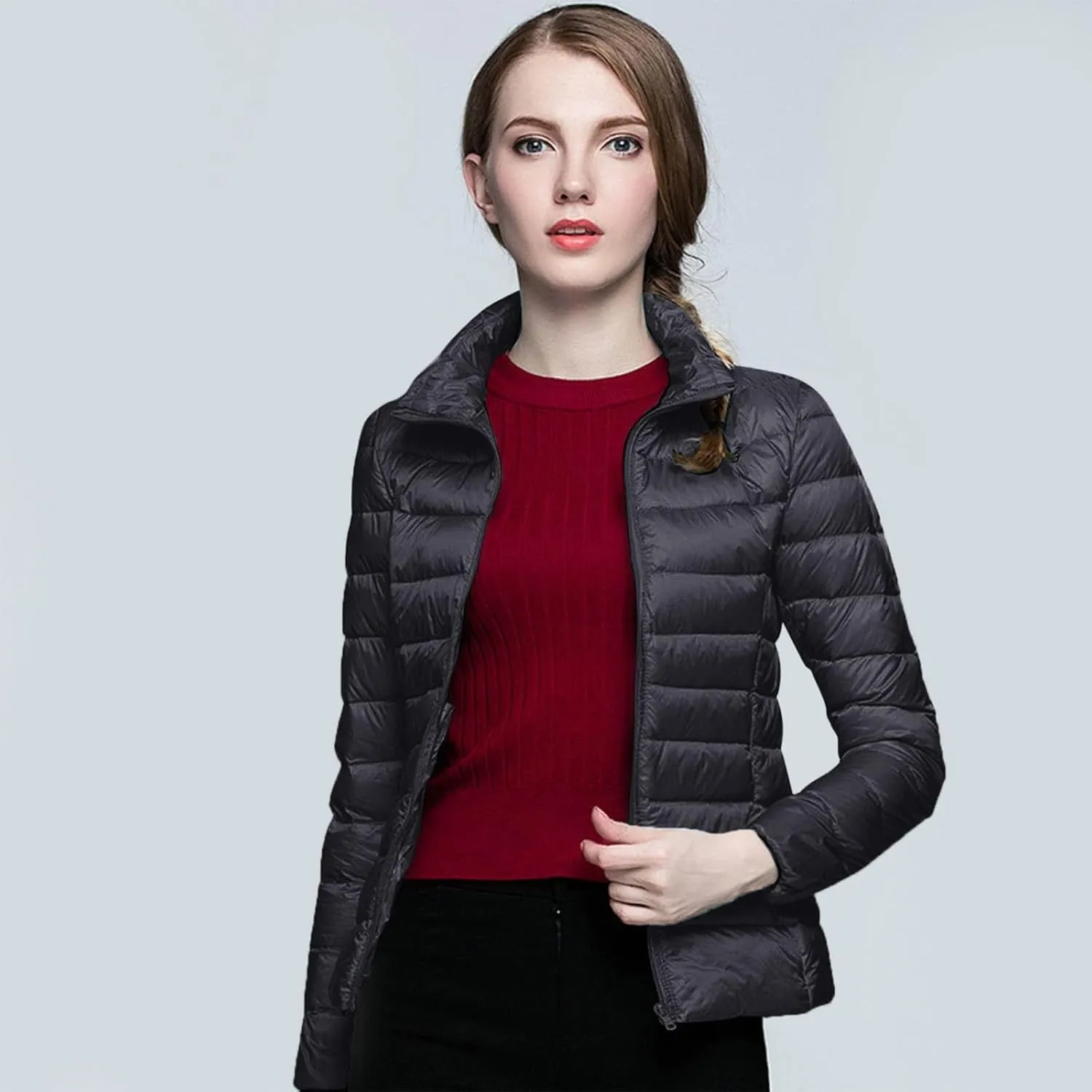 Packable Puffer Jacket Women Lightweight Short down Jackets Winter Trendy Hooded Bubble Coat Light Puffer Jackets