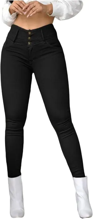 Pants for Women High Waisted-Rise Colored Stretch Skinny Distressed Jeans Casual Skinny Leggings Work Pant with Pocket