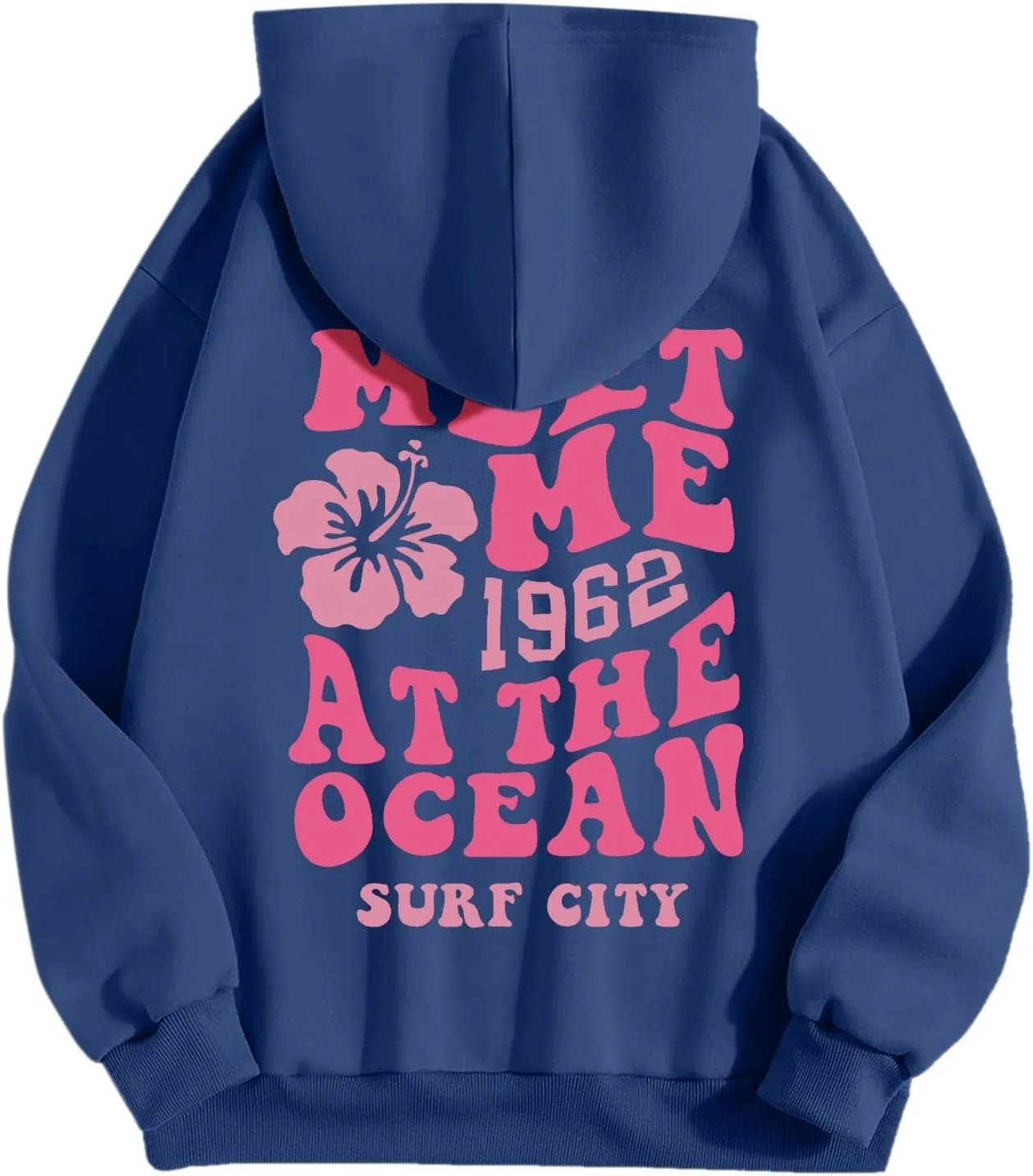 Pink Graphic Hoodies for Women Teen Girls Oversized Cute Preppy Sweatshirts Casual Long Sleeve Pullover Tops with Pockets
