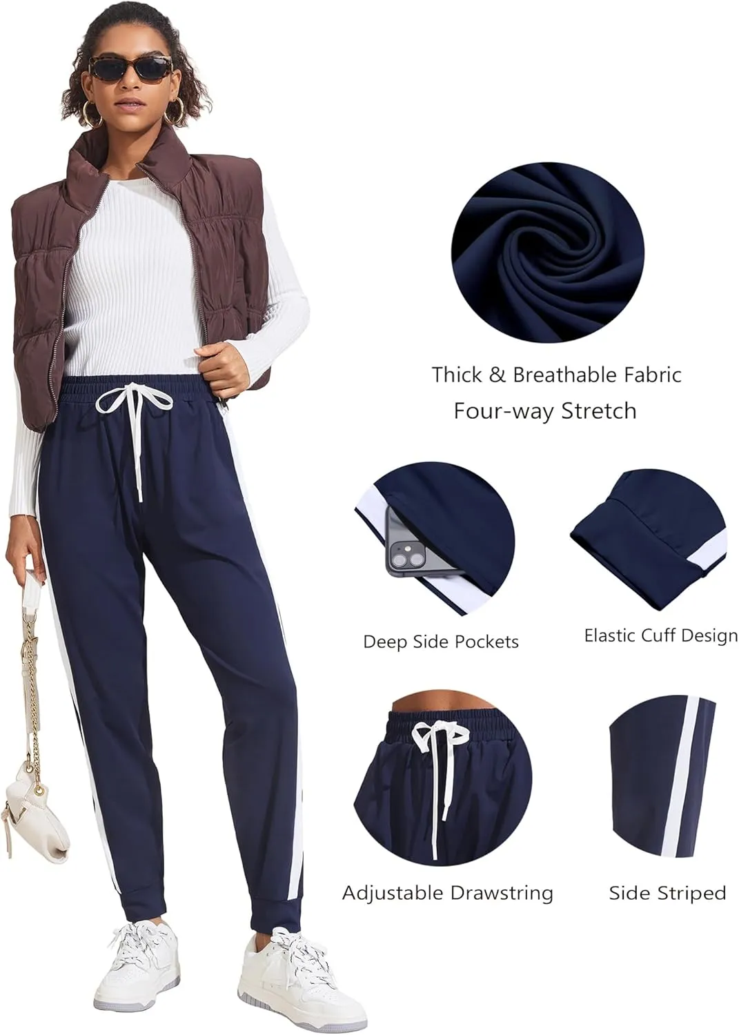 Pinspark Women's Loose Tapered Drawstring Sweatpants with Pockets